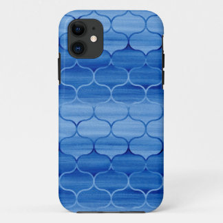 Painted Blue Watercolor Ogee Design iPhone 11 Case