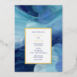 Painted Blue Wedding Invitation Foil Invitation at Zazzle