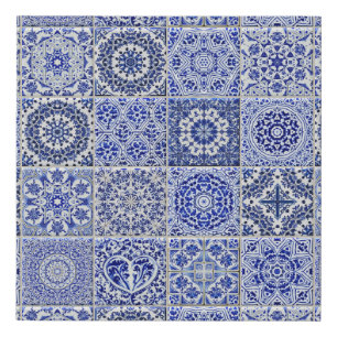Painted Blue & White Dutch Style Kitchen Tile Art Faux Canvas Print
