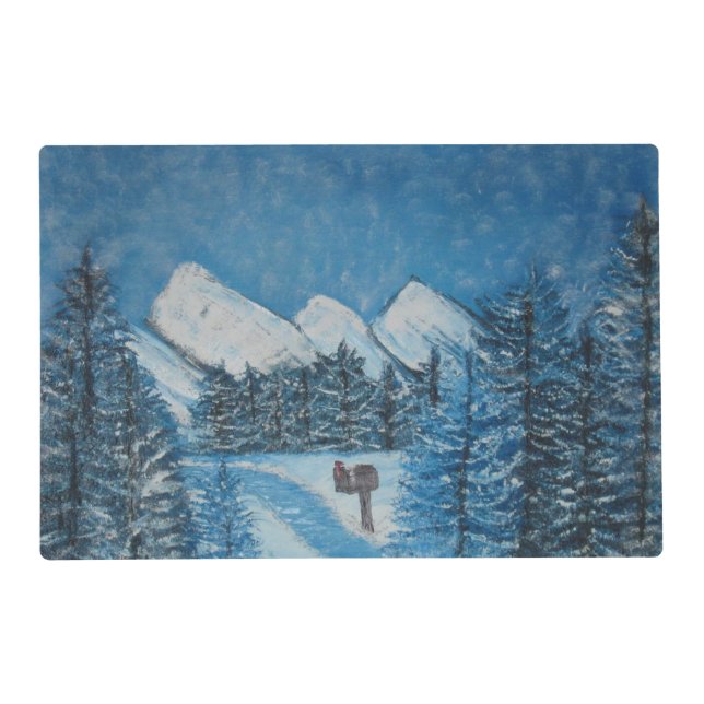 Painted Blue Winter-LAMINATED PLACE MAT (Front)
