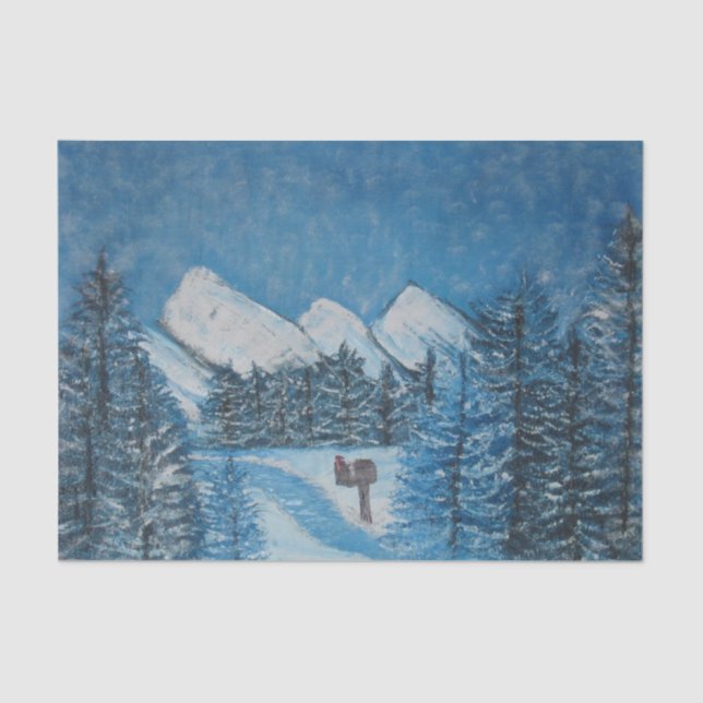 Painted Blue Winter-TISSUE WRAPPING PAPER (Front)