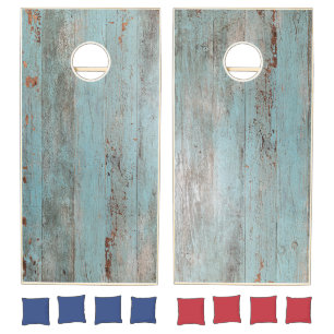 Painted Blue Wood Cornhole Set