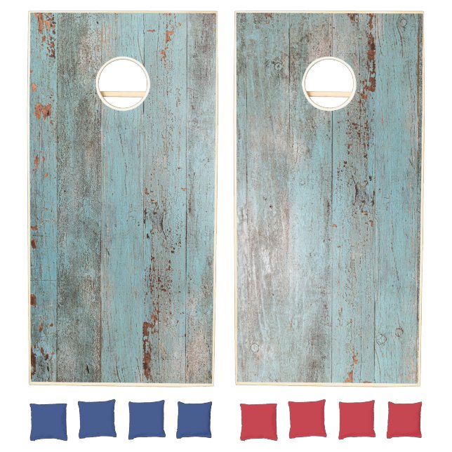 Painted Blue Wood Cornhole Set (Set)