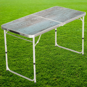 Painted Blue Wood Tailgate Beer Pong Table
