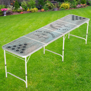 Painted Blue Wood Vintage Seaside Family Name Beer Pong Table