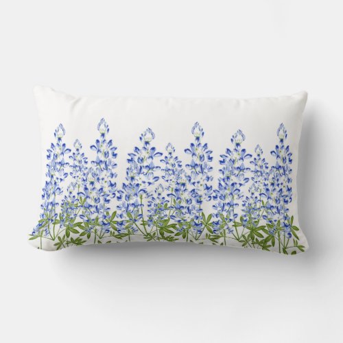 Painted bluebonnet wildflower Texas Lumbar Pillow