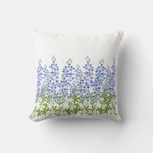 Painted bluebonnet wildflower Texas Throw Pillow