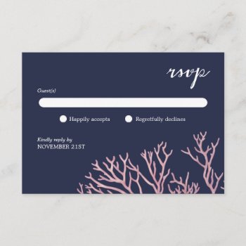 Painted Blush Pink Corals Beach Tropical Wedding Rsvp Card by kittypieprints at Zazzle