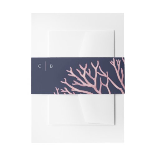 Painted Blush Pink Corals Invitation Belly Band