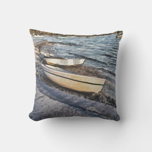 Painted Boats Outdoor Pillow