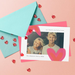 Painted Bold Hearts Valentine Holiday Photo Card