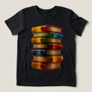 Painted Book - 3D Stack of Colorful Resin Novels Tri-Blend Shirt