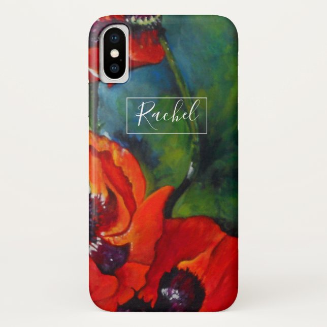 Painted Botanical Floral Orange Oriental Poppies Case-Mate iPhone Case (Back)
