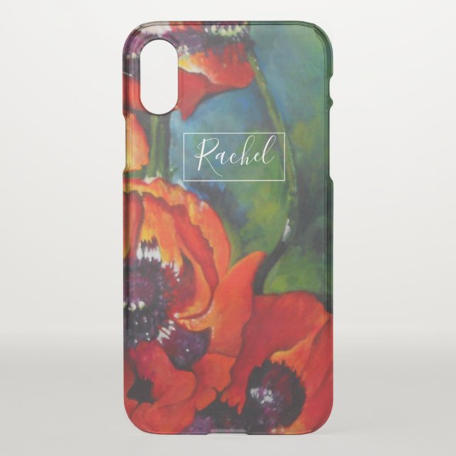 Painted Botanical Floral Orange Oriental Poppies Uncommon iPhone Case (Back)