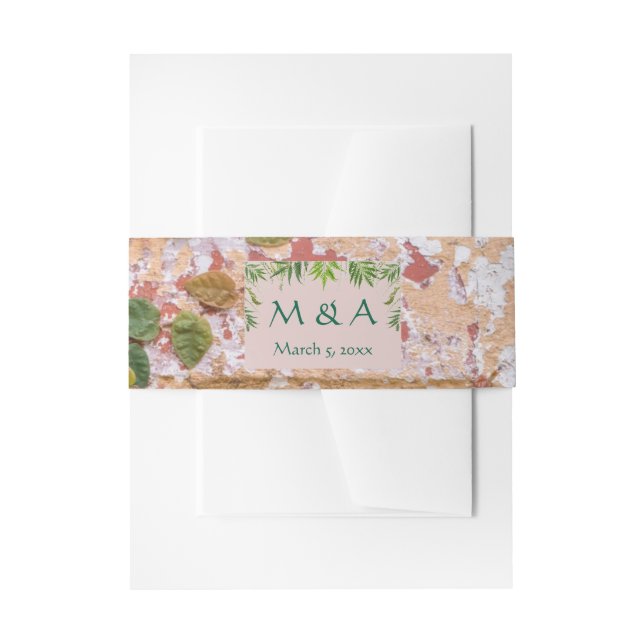 Painted Bricks Green Ivy Wedding  Invitation Belly Band (Front Example)