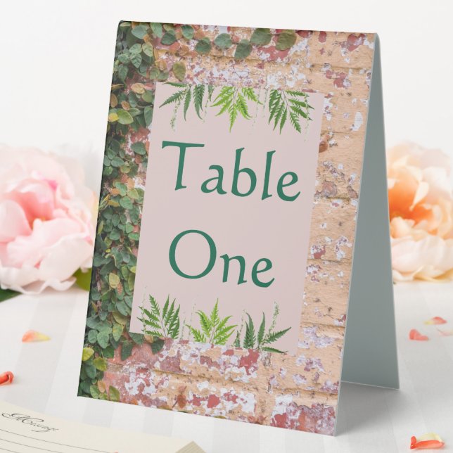 Painted Bricks Green Ivy Wedding Table Numbers Tent (In SItu (Wedding))