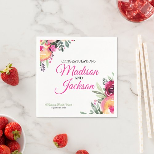 Painted Bright Floral Watercolor Napkins