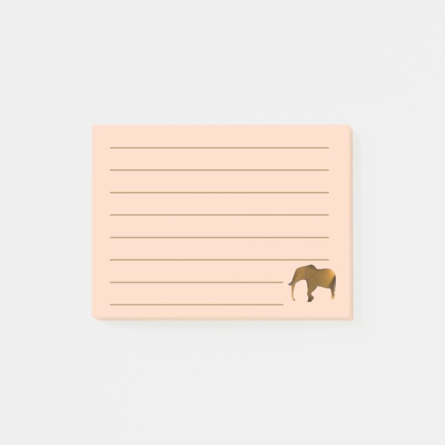 Painted Brown Elephant Lined Post it Notes (Front)