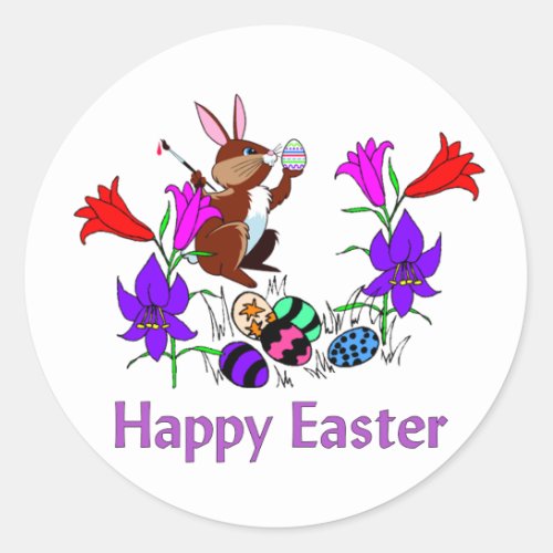 Painted Bunny Eggs Classic Round Sticker