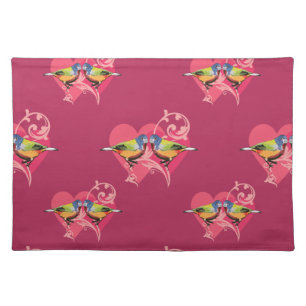 painted bunting birds pattern placemat