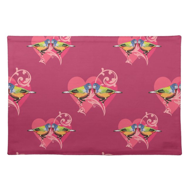 painted bunting birds pattern placemat (Front)