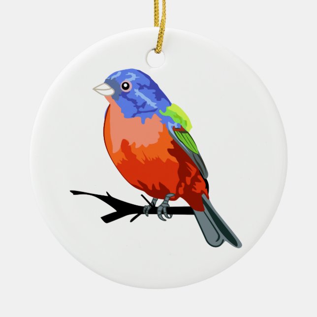 Painted Bunting Ceramic Ornament (Front)