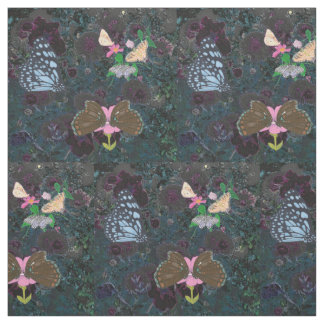 Painted Butterflies Abstract Flowers Fabric