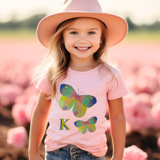 Painted Butterflies First Initial Toddler T-shirt