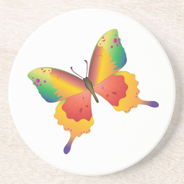 Painted Butterfly Drink Coaster (Front)