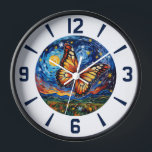 Painted Butterfly Starry Night Sky Elegant Womans Clock<br><div class="desc">Painted Butterfly Starry Night Sky Elegant Wall Clocks features a trendy colorful painted butterfly with the moon and stars in the background. Created by Evco Studio www.zazzle.com/store/evcostudio</div>