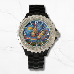 Painted Butterfly Starry Night Sky Elegant Womans Watch<br><div class="desc">Painted Butterfly Starry Night Sky Elegant Womans Watches features a trendy colorful painted butterfly with the moon and stars in the background. Created by Evco Studio www.zazzle.com/store/evcostudio</div>