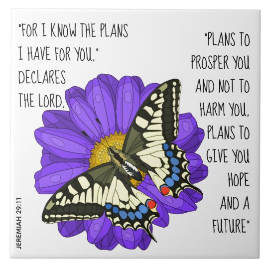 Painted butterfly, verse from Jeremiah 29:11 Ceramic Tile | Zazzle.com