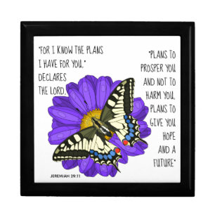 Painted butterfly, verse from Jeremiah 29:11 Gift Box