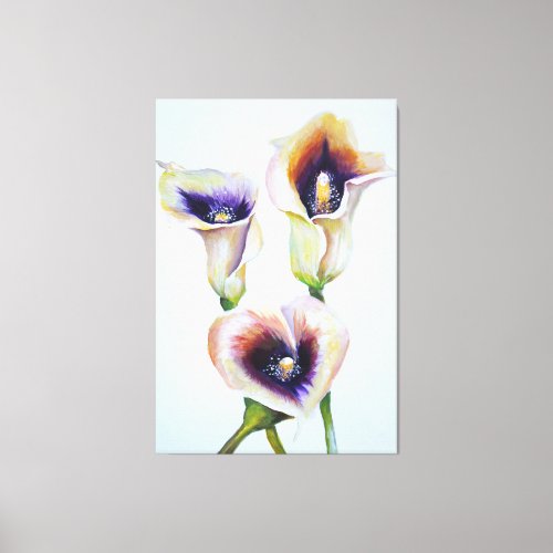 Painted  Calla Lillies  Beautiful Blomning Bouquet Canvas Print