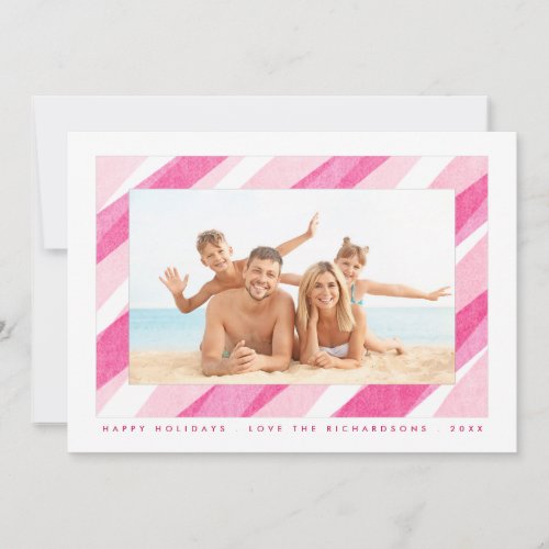 Painted Candy Cane Stripe Holiday Photo Card