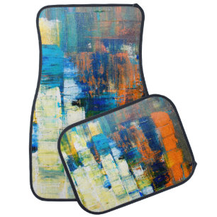 Painted canvas texture. Red and blue shading on ca Car Floor Mat