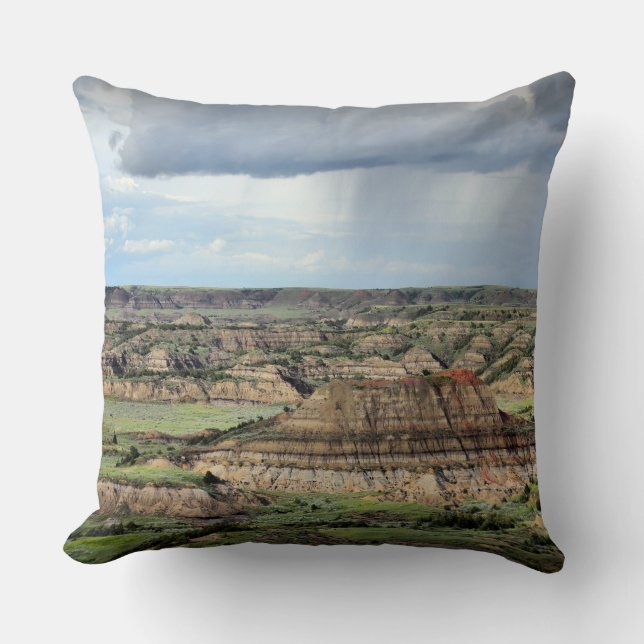 Painted Canyon in the Badlands of North Dakota Throw Pillow (Front)