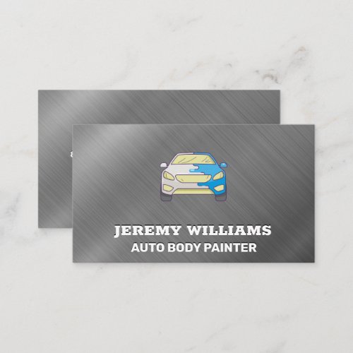 Painted Car Logo  Metallic Brushed Background Business Card