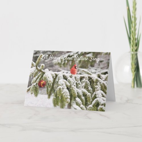 Painted Cardinal Snow Heaven and Nature Christmas Card