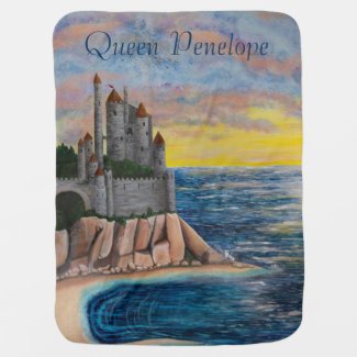 Painted Castle in Sunset Personalized Baby Blanket
