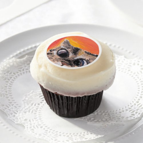 Painted cat edible cupcake toppers edible frosting rounds