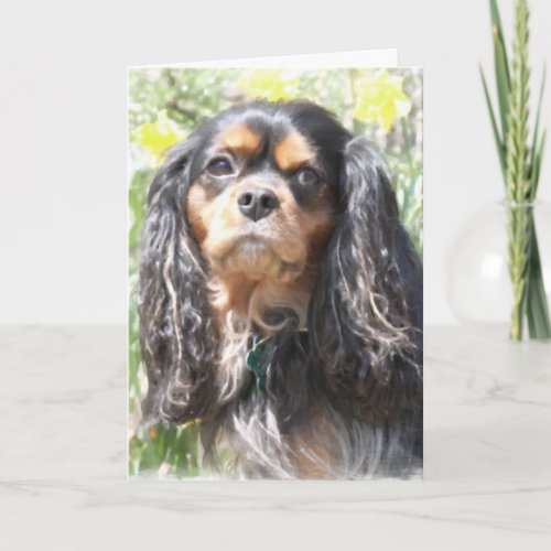 Painted Cavalier King Charles Spaniel Card