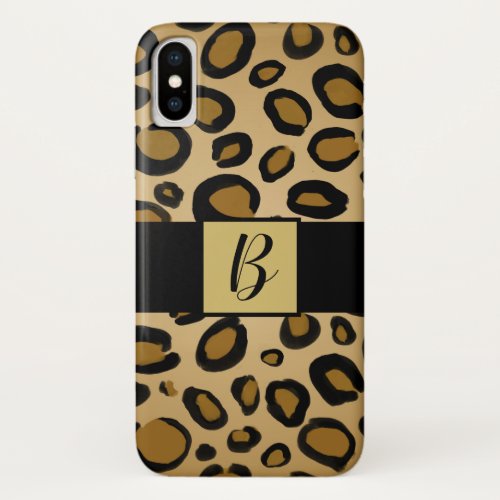 Painted Cheetah Leopard Print Spots Gold Beige Tan iPhone XS Case