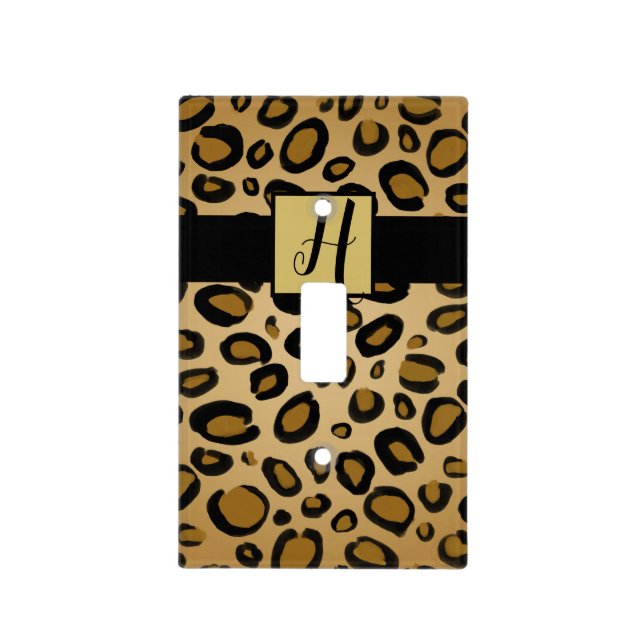 Painted Cheetah Leopard Print Spots Gold Beige Tan Light Switch Cover (Front)