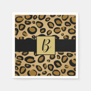 Painted Cheetah Leopard Print Spots Gold Beige Tan Napkins