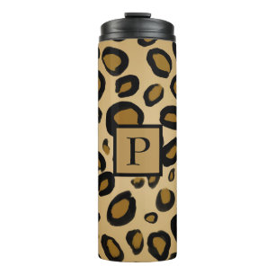 Painted Cheetah Leopard Print Spots Gold Beige Tan Thermal Tumbler
