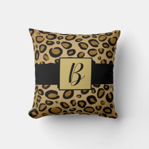 Painted Cheetah Leopard Print Spots Gold Beige Tan Throw Pillow