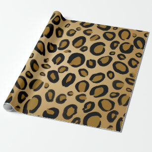 Painted Cheetah Leopard Print Spots Gold Beige Tan Wrapping Paper