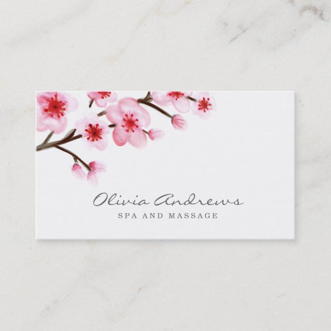 Painted Cherry Blossoms Business Cards (Front)