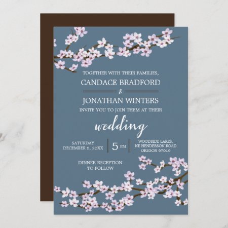 Painted Cherry Blossoms Wedding Invitation